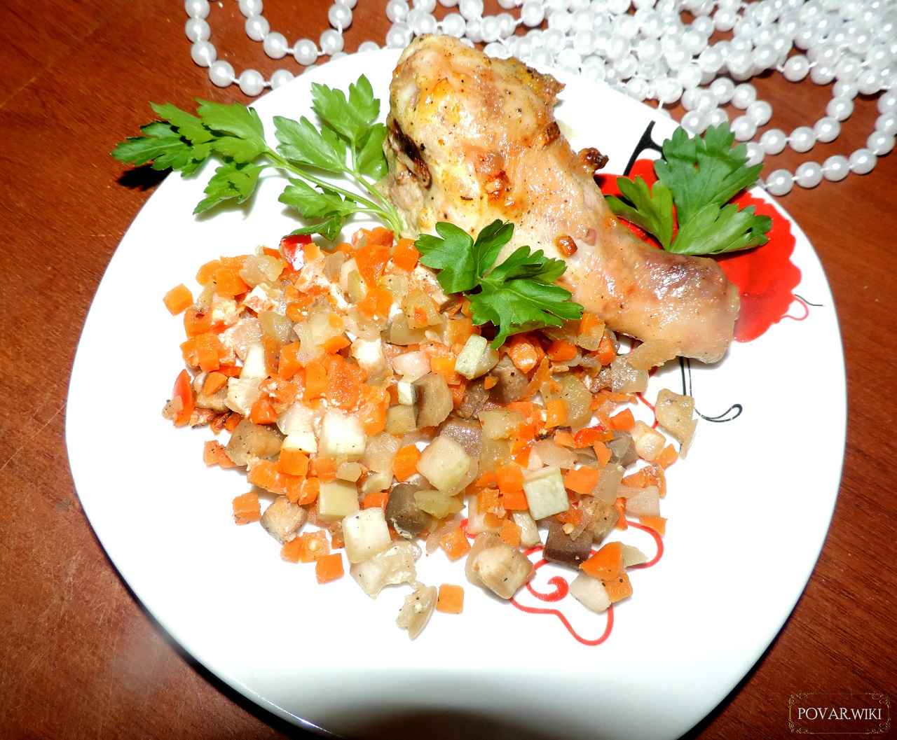 Куриные ножки в маринаде с овощами